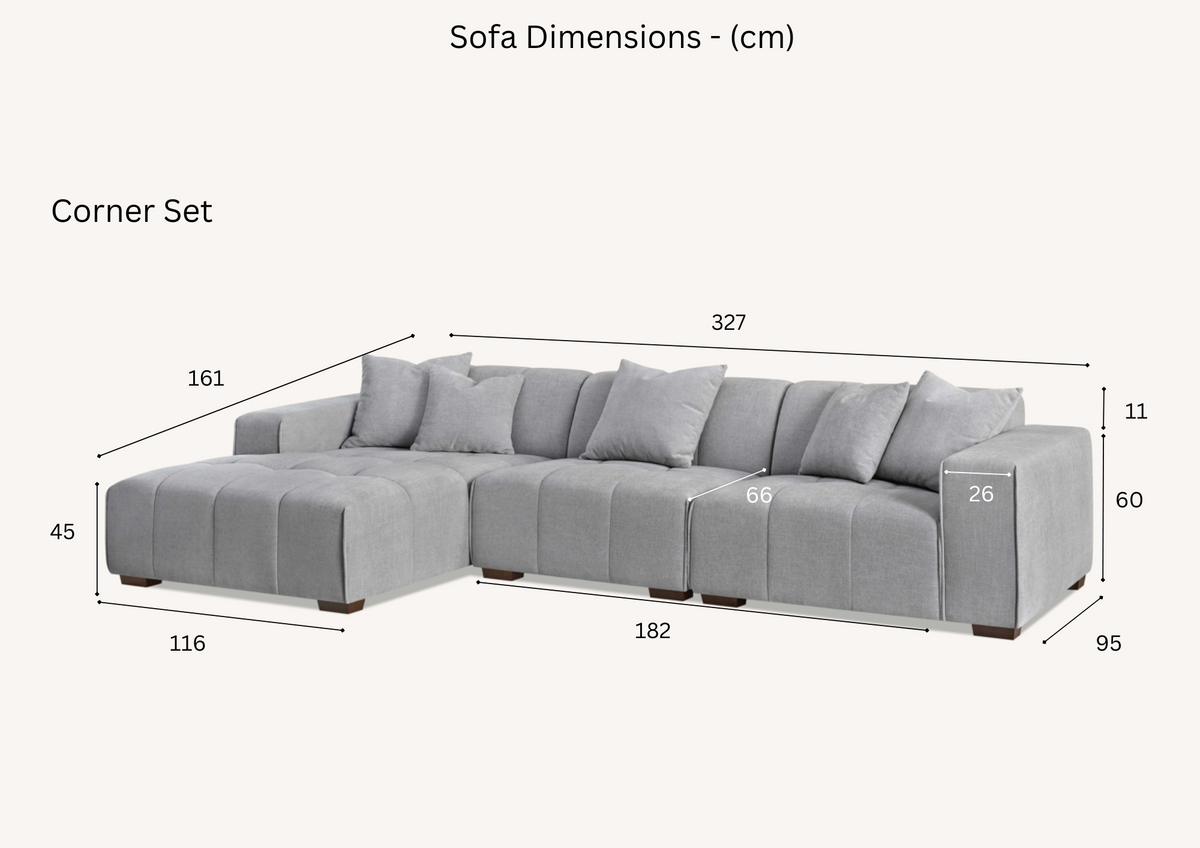 Leanord Left Corner Sofa in Cloudy Grey Boucle