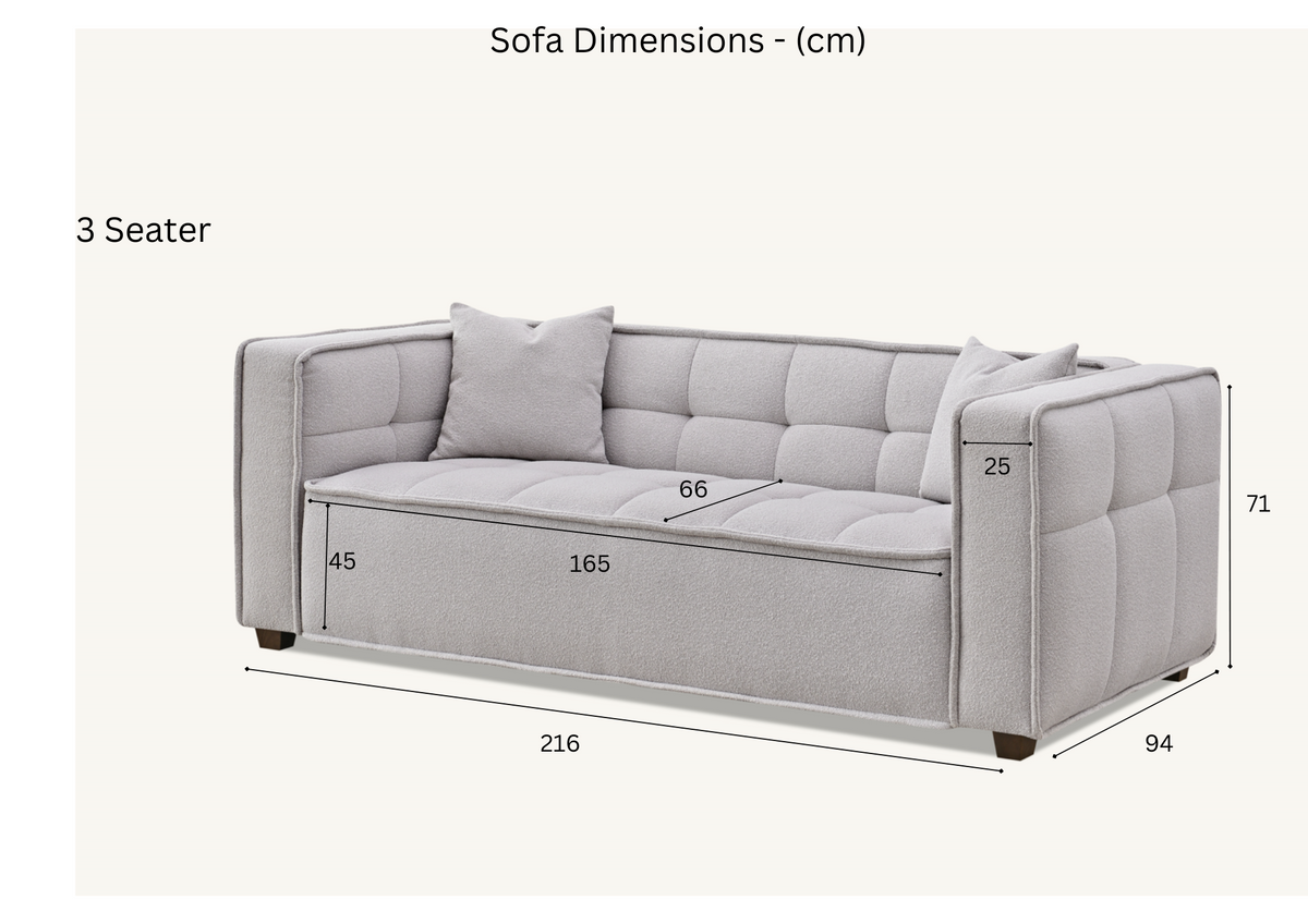 Murray 3 Seater Sofa in Putty Boucle Fabric