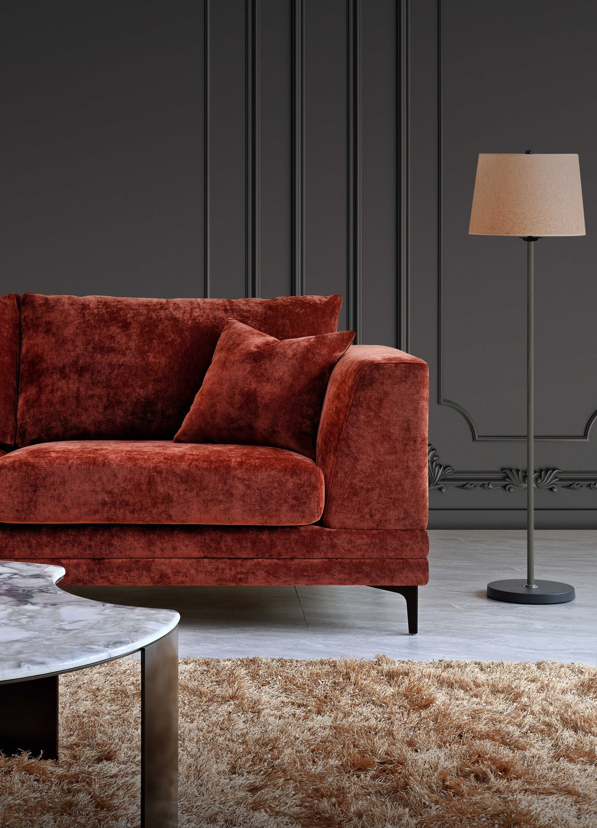 Lenox 2 Seater Sofa in Rust Velvet