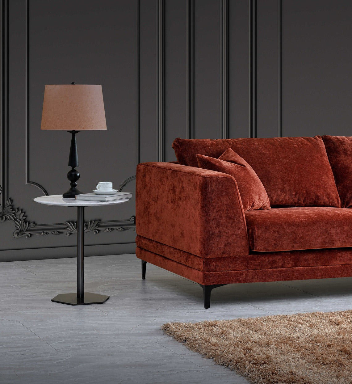 Lenox 2 Seater Sofa in Rust Velvet