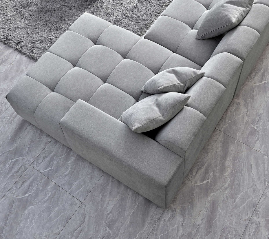 Leanord Right Corner Sofa in Cloudy Grey Boucle