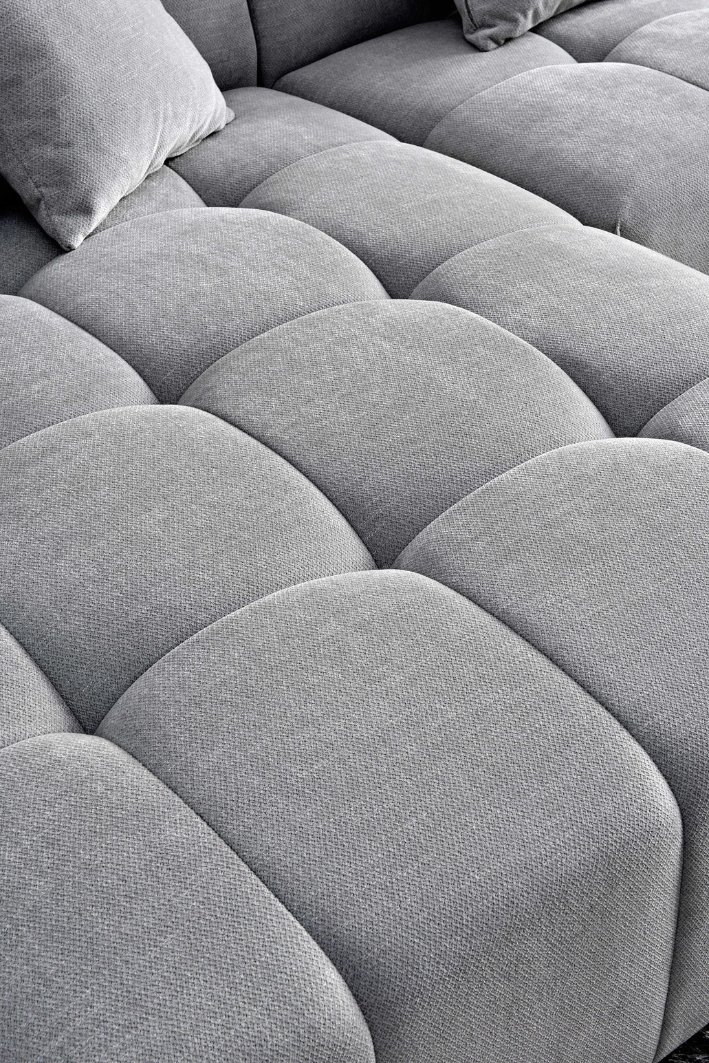 Leanord Left Corner Sofa in Cloudy Grey Boucle