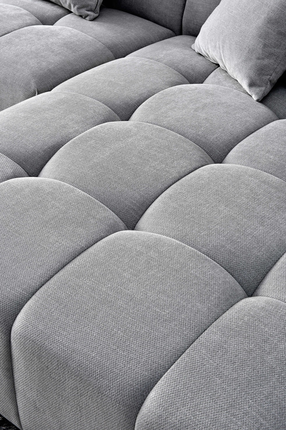 Leanord Right Corner Sofa in Cloudy Grey Boucle