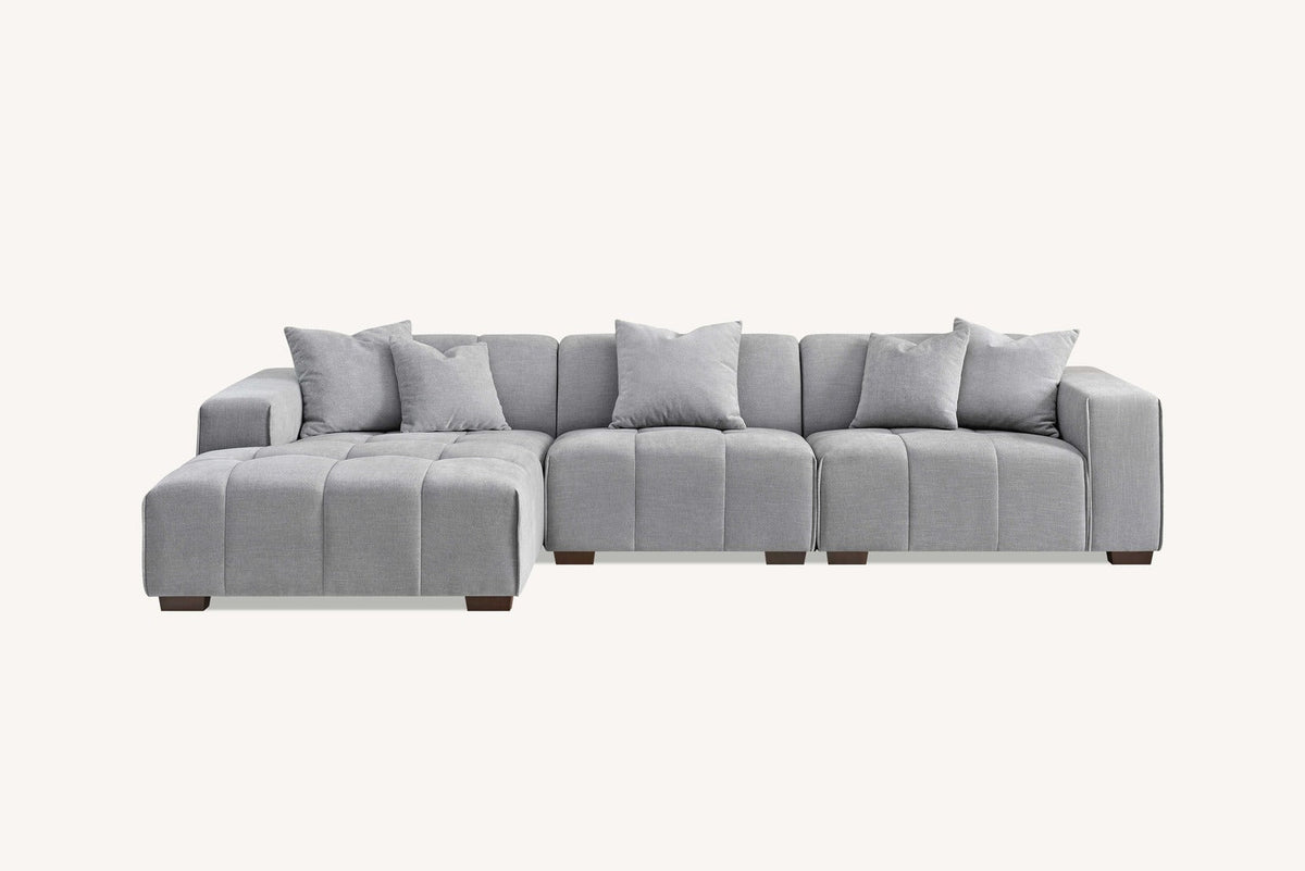 Leanord Left Corner Sofa in Cloudy Grey Boucle