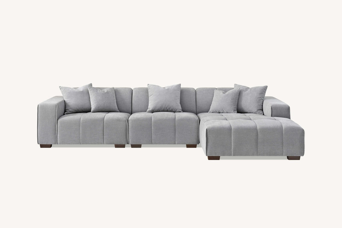 Leanord Right Corner Sofa in Cloudy Grey Boucle