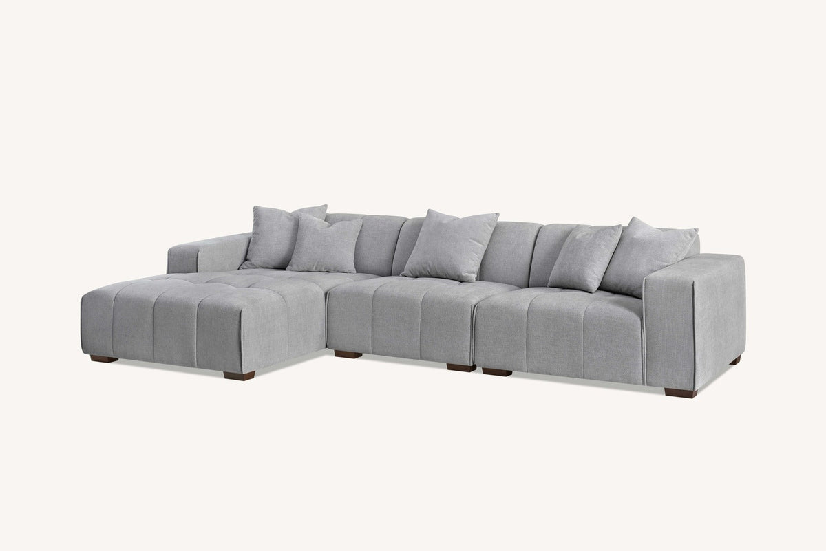 Leanord Left Corner Sofa in Cloudy Grey Boucle