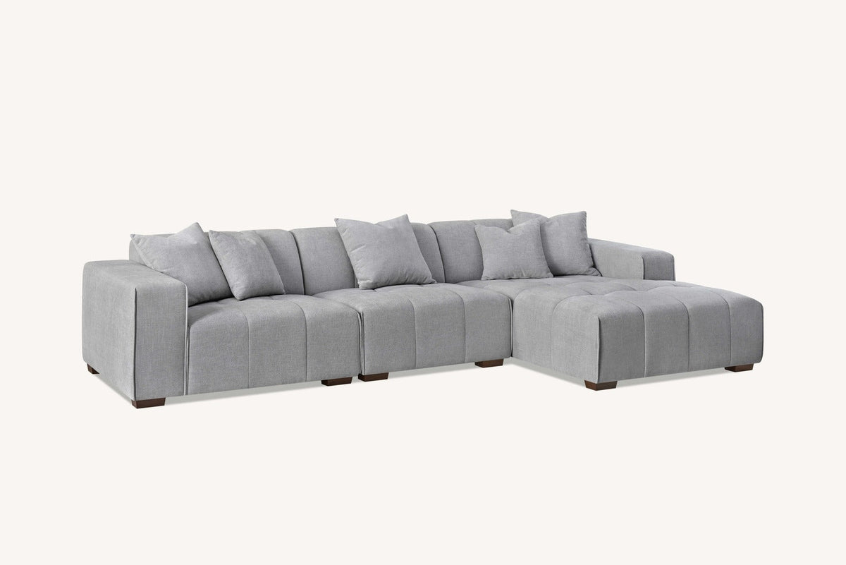 Leanord Right Corner Sofa in Cloudy Grey Boucle