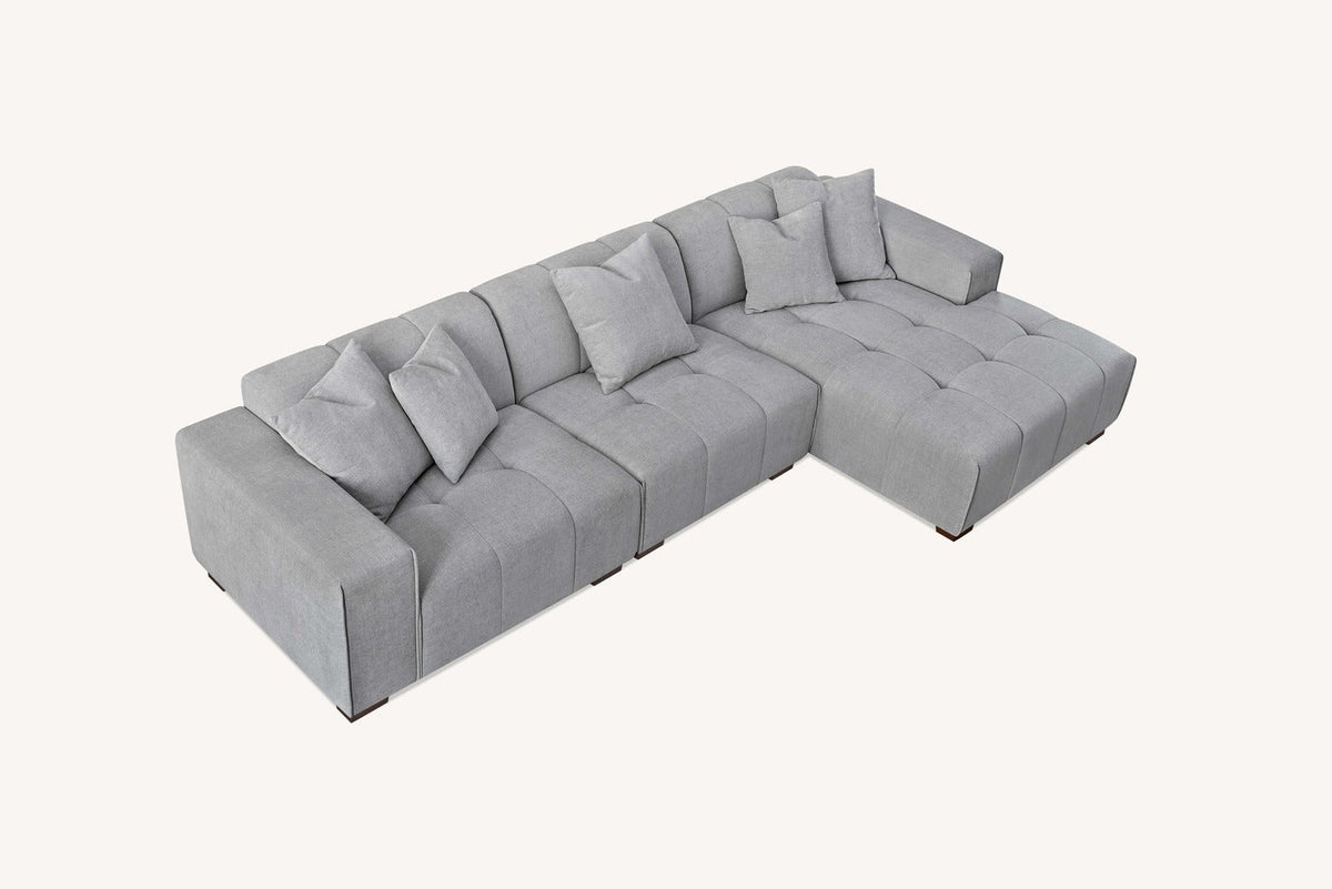 Leanord Right Corner Sofa in Cloudy Grey Boucle